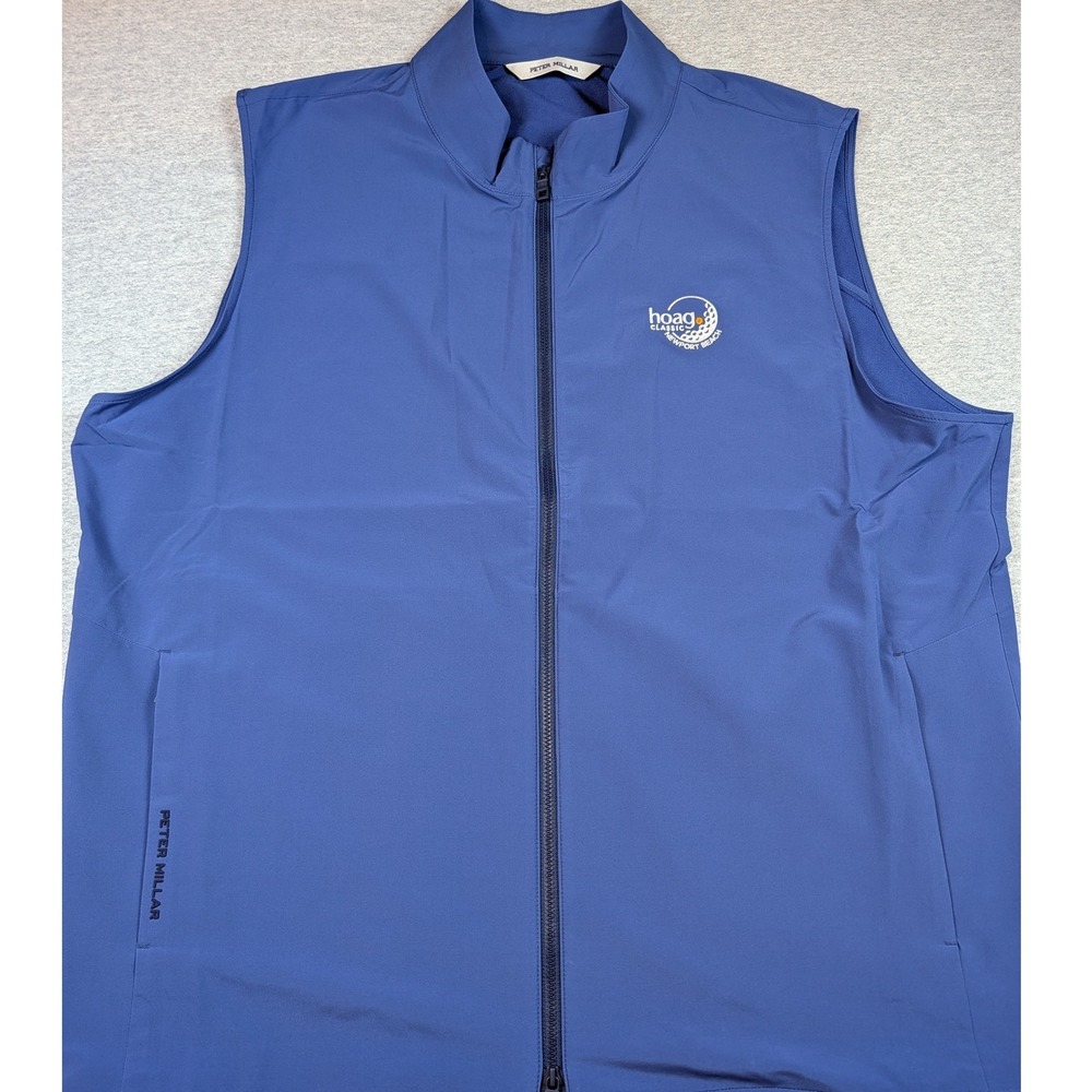 Peter Millar Dunes Golf Vest Mens XL Blue Hoag Classic Windbreaker Full Zip
